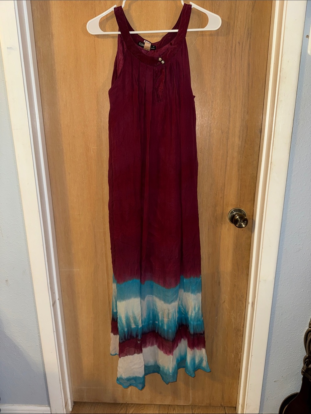 Gypsy 05 Boho Tie-Dye % 100 Silk Maxi Dress Lined Dry Cleaned X-Small